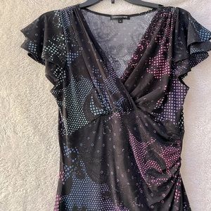 Multi Color / geometric pattern Faux Wrap Dress - Size M